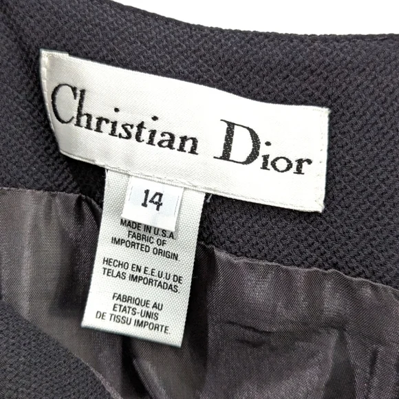 VINTAGE Christian Dior Black Mixed Dress 14 - Picture 4 of 5